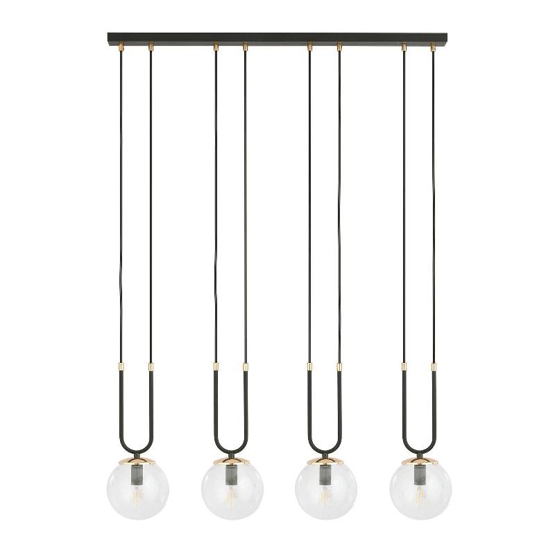 EMIBIG LIGHTING SUSPENSION GLAM, NOIRE/TRANSPARENTE, QUATRE LAMPES