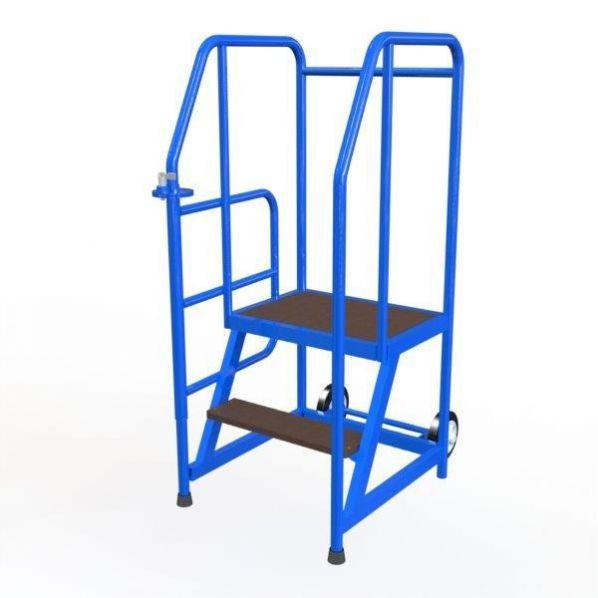 Escabeau mobile Rolléco - accès sécurisé avec portillon - 4 marches pour espaces industriels réduits_0