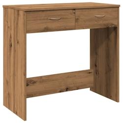 Helloshop26 - Bureau table poste de travail meuble d'ordinateur informatique étude chêne artisanal 80 x 40 x 75 cm bois d'ingénierie 02_0023560 - 3_0