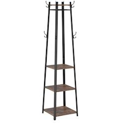 Helloshop26 - Porte manteaux avec trois étagères 43 x 43 x 180 cm marron 12_0003799 - 3000222142523_0