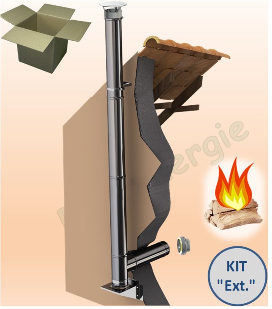 KIT ´´EXTÉRIEUR´´ MODULABLE TUBAGE ISOLÉ - L = 3 MÈTRES - Ø 153/200 MM
