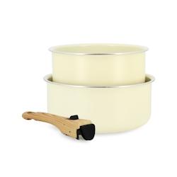 Menastyl - Lot2 Casseroles Colorama 16 Et 18cm En Aluminium Creme Avec Poignee - 3256391037461_0