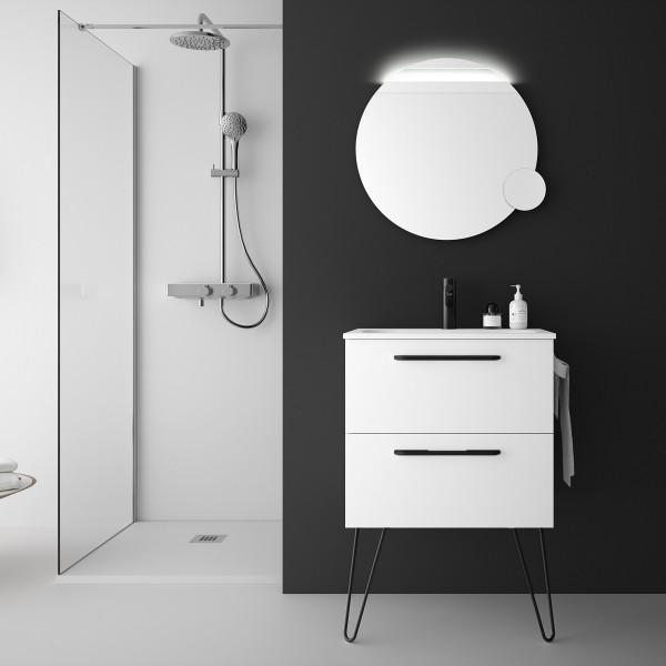 MEUBLE DE SALLE DE BAINS FUSSION CHROME 600 2 TIROIRS WHITE COTTON 598 X 540 X 450 MM - SALGAR 81699