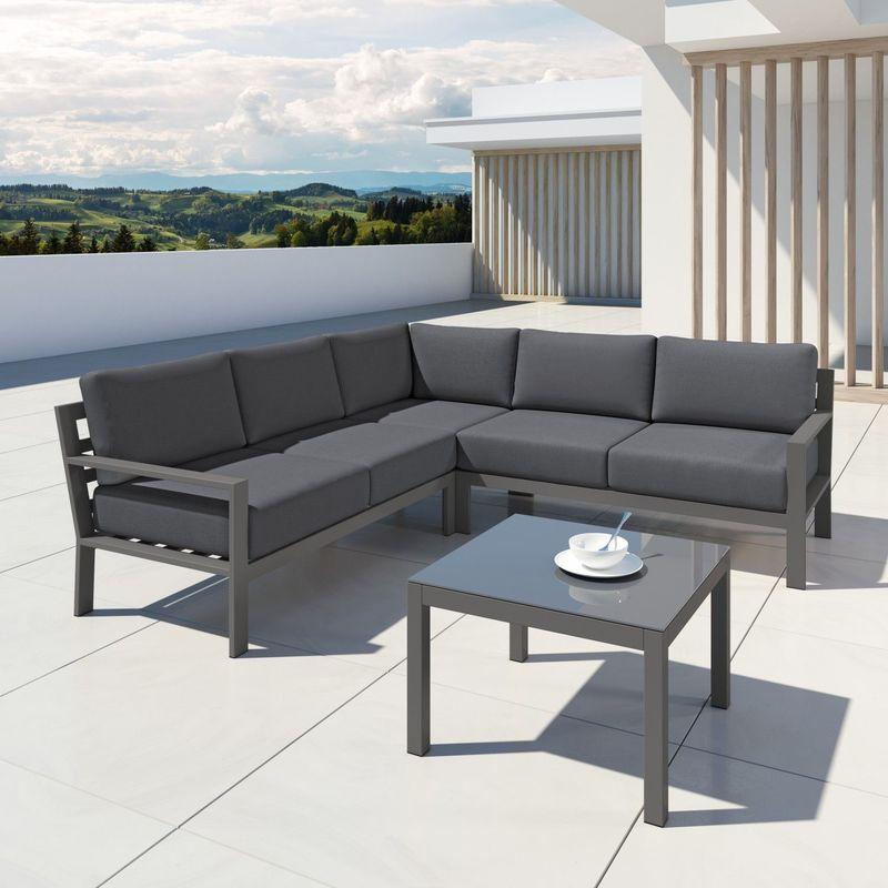 salon de jardin en aluminium d angle design aluminium gris mio gris comparer les prix de salon de jardin en aluminium d angle design aluminium gris mio gris sur hellopro fr