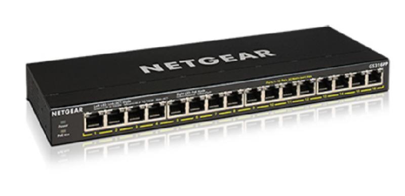 Netgear GS316PP Non-géré Gigabit Ethernet (10/100/1000) Connexion Ethernet, supportant l'alimentation via ce port (PoE) Noir_0
