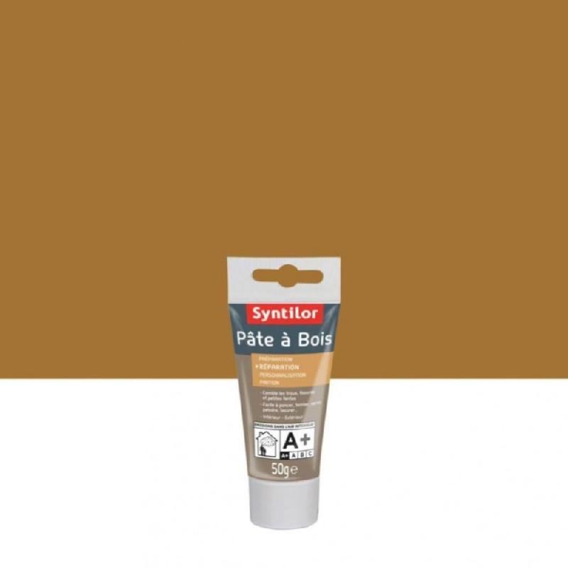 Pâte à bois SYNTILOR - Chêne clair - 50 g - pour reboucher trous, fissures et fentes - Séchage rapide_0