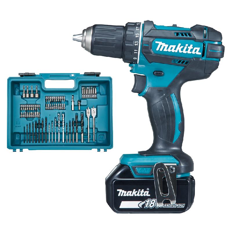 PERCEUSE-VISSEUSE 18V + 2 BATTERIES 3AH + CHARGEUR + COFFRET AVEC ACCESSOIRES - MAKITA - DDF482RFX1