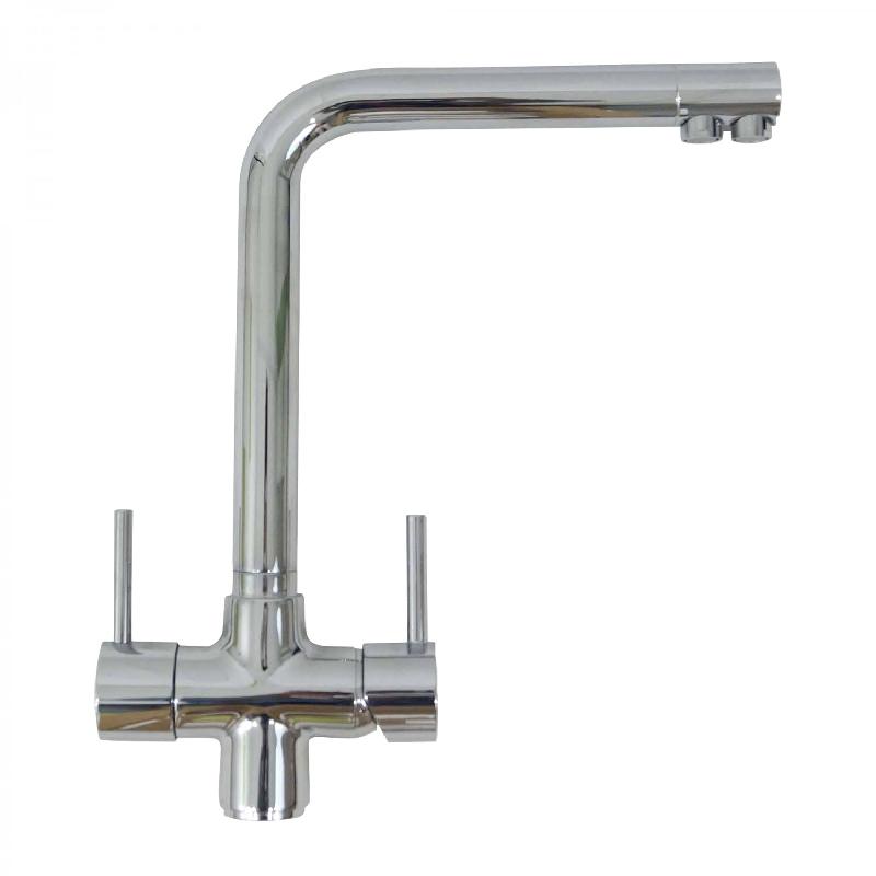 Robinet de cuisine mitigeur 3 voies chromé modèle coudé pour filtre sous évier_0