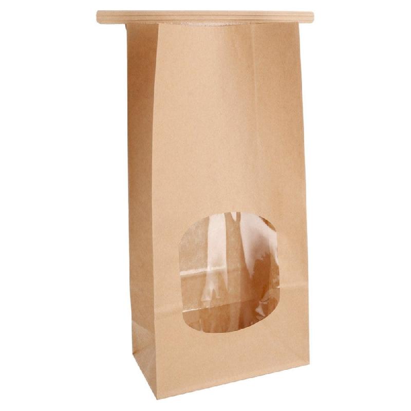 Sachet kraft à fenêtre et barrette de fermeture intégrée 12+6,5x24,6cm - par 500_0