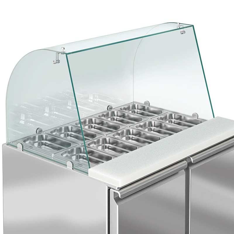 Saladette réfrigérée avec pare-haleine bombée - 2 portes, 2 bacs GN 1/1 et 3 bacs GN 1/6_0