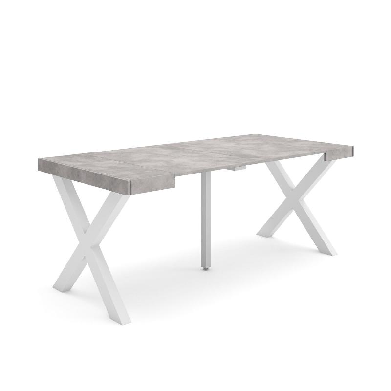 SKRAUT HOME Table console extensible, 180, Pour 8 personnes, Pieds bois massif, Ciment - gris Bois manufacturé 238_7_0