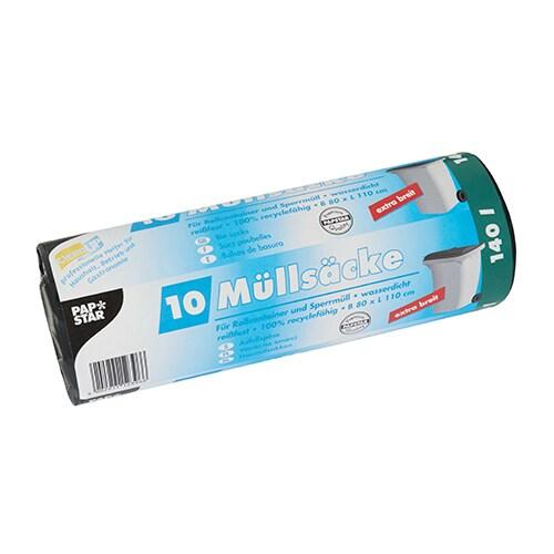 Starpak 10 sacs poubelle, LDPE 140 l 110 cm x 80 cm noir - noir plastique polypropylène 12396_0
