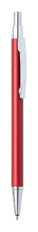 Stylo à bille en aluminium recyclé - éléments chromés - encre bleue - couleur rouge_0