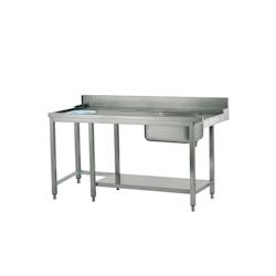 Mastro Table d'Entrée Inox avec Evier et Trou à Déchets - Virtus - l180- L- P77- h87- - 0698142625979_0