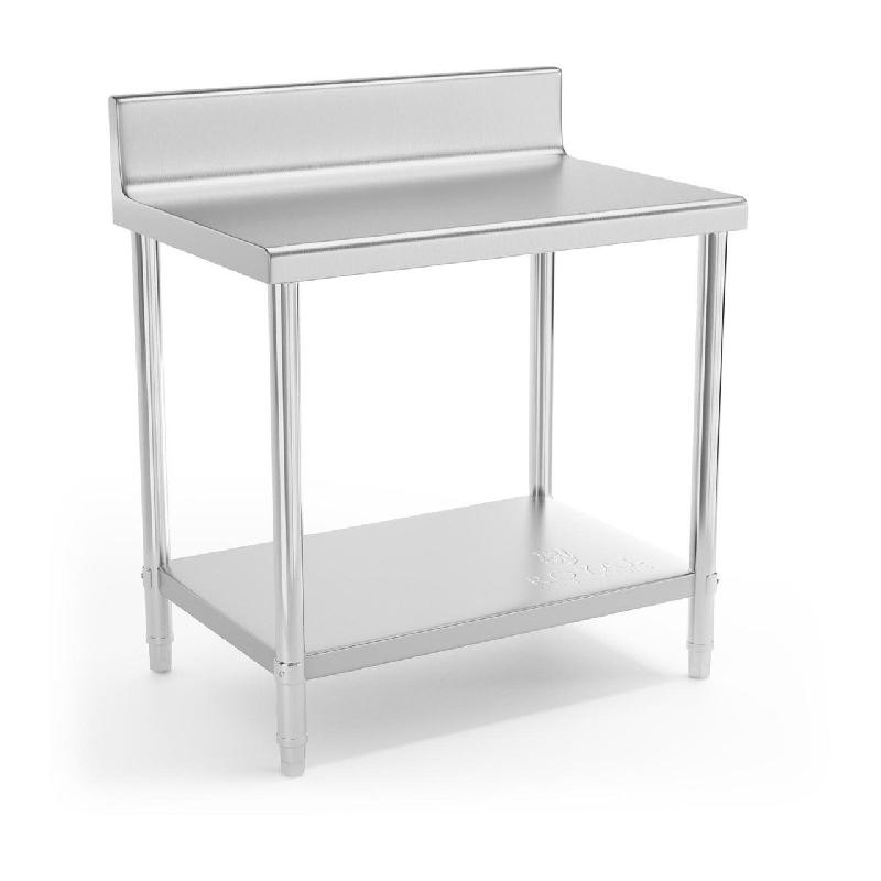 Table de travail cuisine professionnelle en acier inox - 90 x 60 cm avec dosseret - Charge maximale 210 kg - Réf. 14_0003665_0