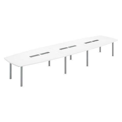 TABLE MODULABLE BELEM L 520 X P 140 CM -18 PERSONNES BLANC MÉLAMINÉ/ALUMINIUM