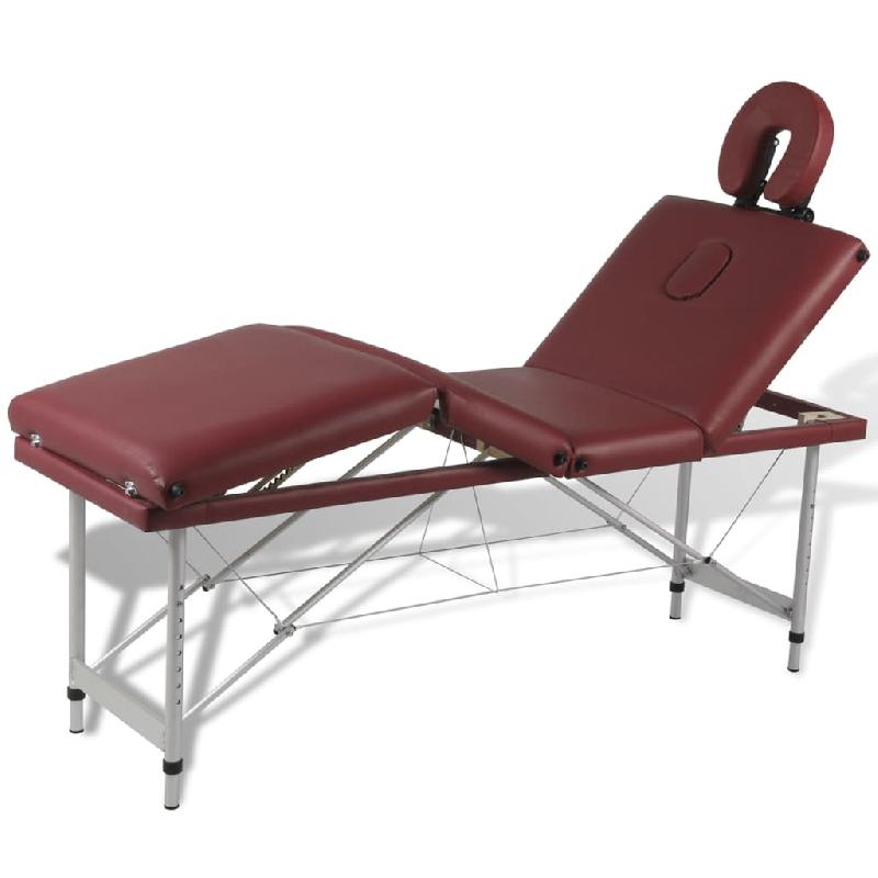 Table pliable de massage 4 zones - cadre en aluminium rouge - réglable en hauteur - modèle 02_0001896_0