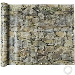 Tectake Brise vue PVC pour balcon avec oeillets en métal renforcé, version 1 - imprimé pierre, 90 cm - gris matière synthétique 402709_0