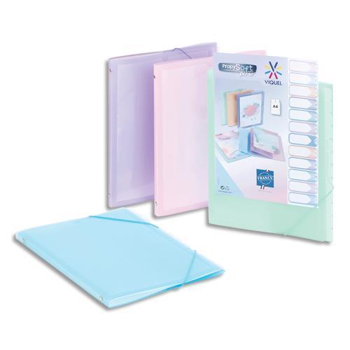 TRIEUR VIQUEL PROPYSOFT 12 POSITIONS EN POLYPROPYLENE 5/10EME - FERMETURE PAR ELASTIQUE - COLORIS ASSORTIS