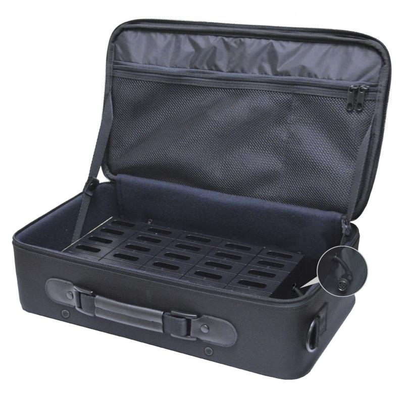 Valise de transport à 35 compartiments avec LED d'état et accessoires pour système de visite guidée WT-200_0