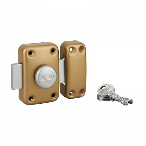 VERROU DE PORTE - À BOUTON ET CYLINDRE 40 MM - ÉPOXY OR - CAPITAL FTH THIRARD