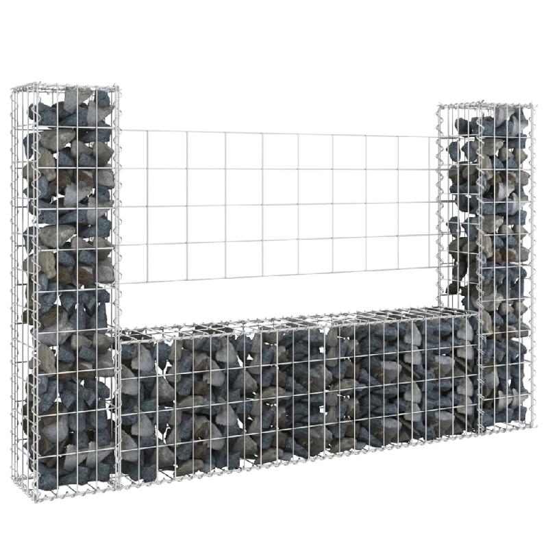 Vidaxl panier de gabion en forme de u avec 2 poteaux fer 140x20x100 cm 151275_0