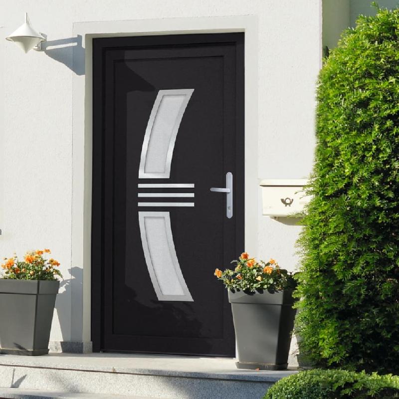 Vidaxl porte d'entrée anthracite 98x208 cm pvc 3187938_0