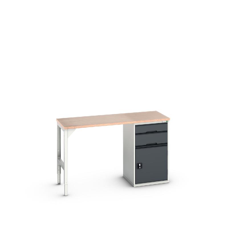 Établi Verso Standard - avec rangement, 2 tiroirs et plateau en bois multiplis - LxPxH : 1500x600x930 mm_0