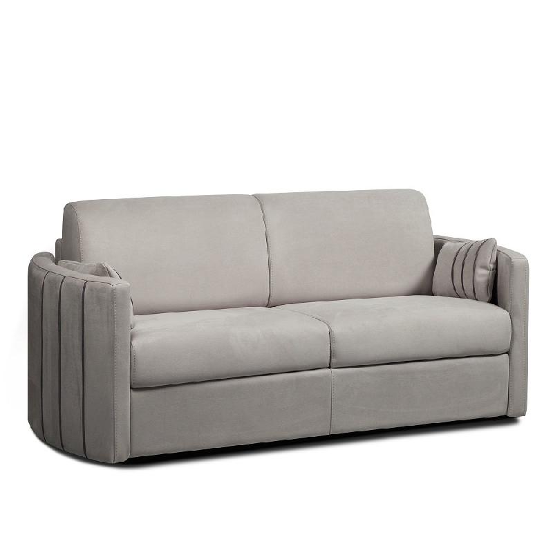 CANAPÉ LIT EXPRESS CAPRI COUCHAGE 120 CM SOMMIER LATTES MATELAS 16 CM ACCOUDOIRS STYLISÉS VELOURS GRIS CLAIR_0