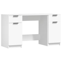 Helloshop26 - Bureau table poste de travail meuble d'ordinateur informatique étude avec armoire latérale bois d'ingénierie blanc 02_0023391 - 30002_0