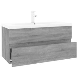 Helloshop26 - Meuble lavabo avec bassin intégré 91 x 39,5 x 18,5 cm sonoma gris bois d'ingénierie 02_0006881 - 3000372624634_0