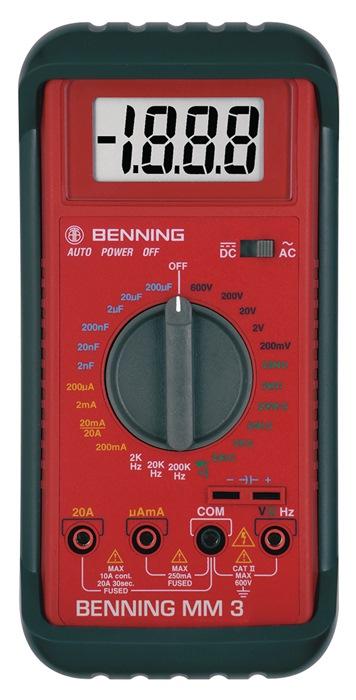 Multimètre MM 3 Benning - 0,1 mV à 600 V AC/DC RMS - CAT III 300 V/CAT II 600 V_0