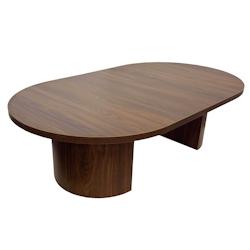 Oviala Business Table basse ovale 120 cm moderne effet bois foncé - marron Bois massif 113770_0