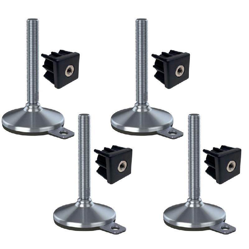 Pied en acier inoxydable 20x150x105mm, tampon et trou de fixation+inserts 40x40x2.0mm -Set of 4_0