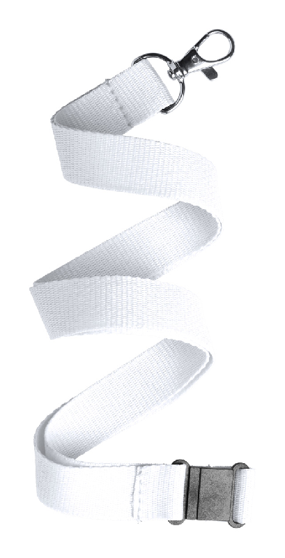 Tour de cou en polyester - Mousqueton métal et boucle anti-étranglement - Couleur blanc - Poids 11g_0