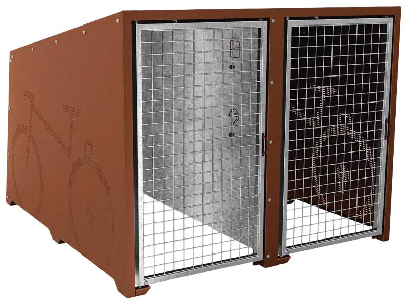 ABRI VÉLOS BERLIN INITIAL 2 PLACES PORTES GALVA - ASPECT CORTEN - MANUTAN COLLECTIVITÉS