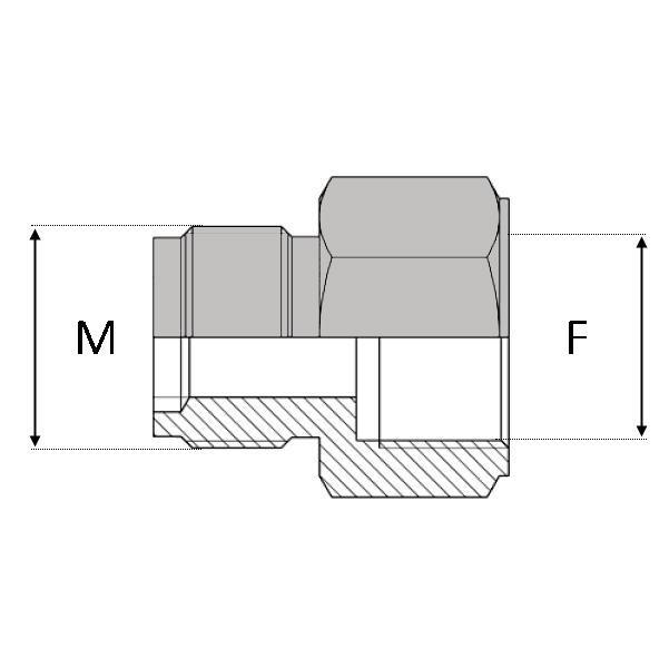 Adaptateur droit mâle agricole 18 x 1,5 X femelle agricole 18 x 1,5 - RMAFA01818 - MAV18 / FAV18_0