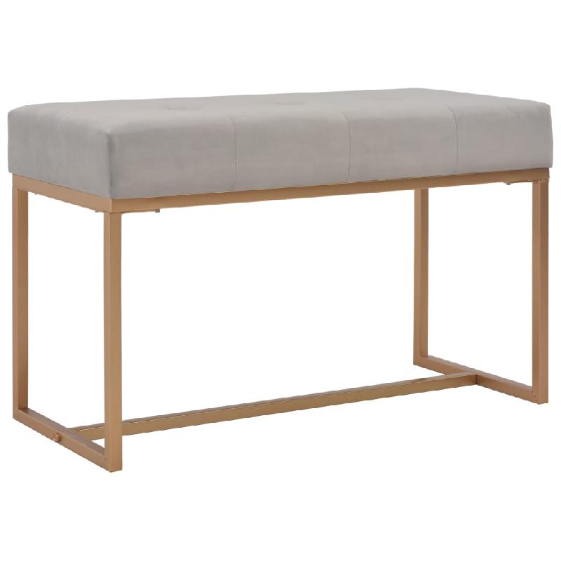Banquette de salon - Banc 80 cm en velours gris avec pieds en fer doré - Réf. 02_0010752_0