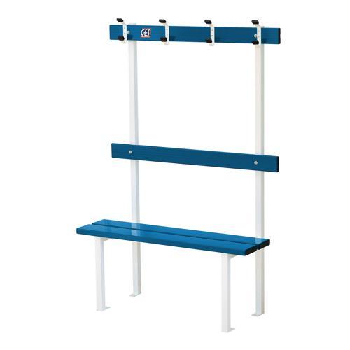 BANC VESTIAIRE SUR PIEDS AVEC PORTE-PATÈRES LONGUEUR GES ASSISE ALU