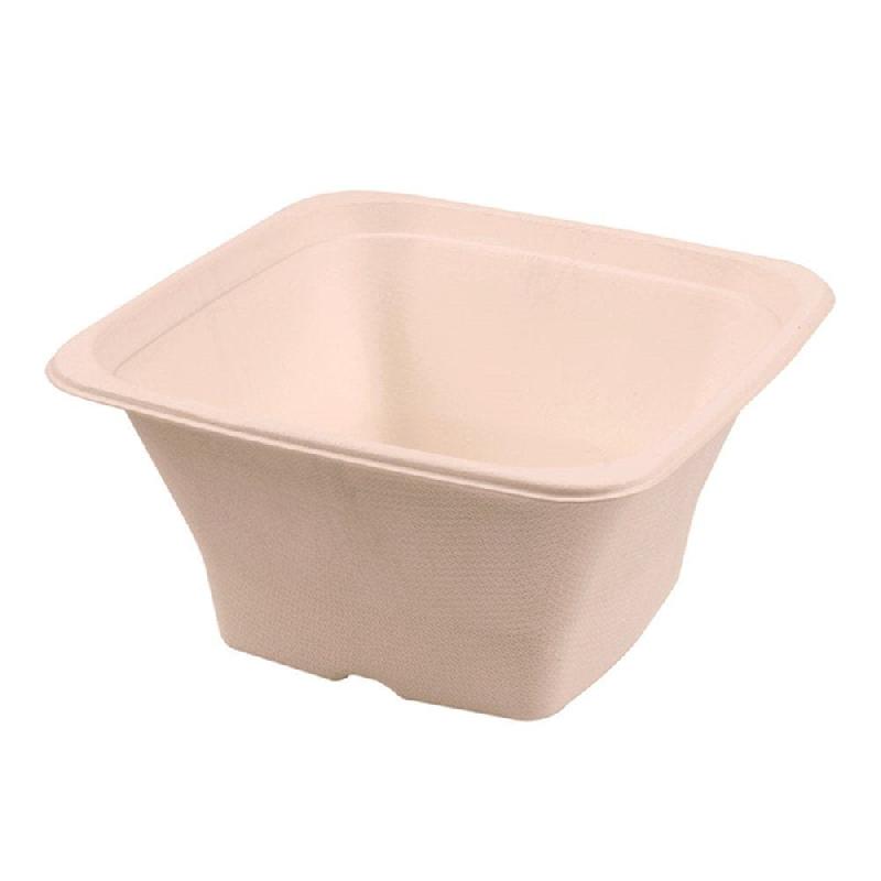 Bols carrés bagasse naturelle 1200ml 18x18x9 cm - par 50_0