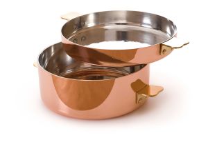 Casserole pomme-anna en cuivre étamé - monture bronze - M'Tradition - diamètre 16 cm - capacité 1,2 L_0