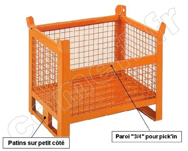 CG106 - CONT GRILLAGÉ 700KG / PATINS / PAROIS 3/4