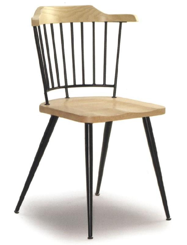 Chaise de restaurant Robin - assise et haut du dos en hêtre - structure en métal époxy_0