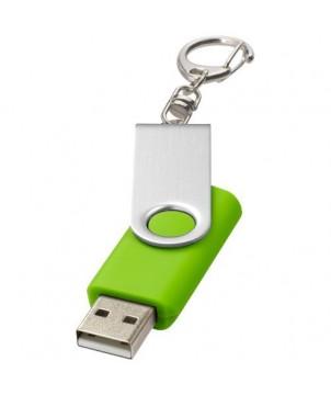 CLÉ USB ROTATIVE AVEC PORTE-CLÉS 4 GB - VERT CITRON - CLÉS USB PUBLICITAIRES PERSONNALISÉES