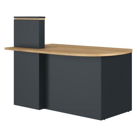 COMPTOIR D'ACCUEIL D'ANGLE COMPACT RETOUR À DROITE L 145 CM WELL - ANTHRACITE / CHÊNE AMBRÉ