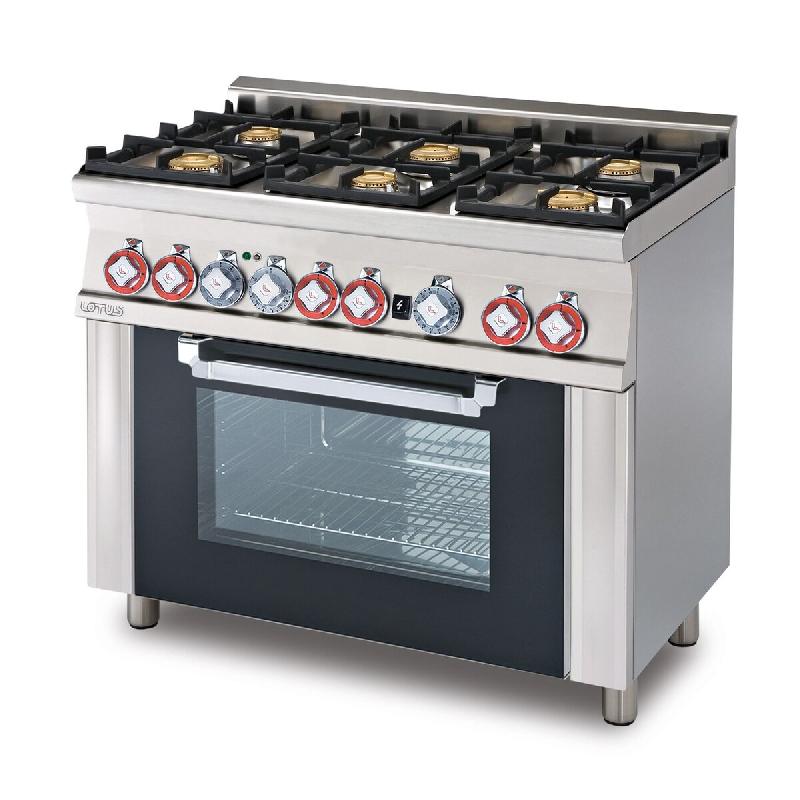 Cuisinière à gaz à 6 feux avec four à gaz statique et grill. Dimensions 100x60 h90 cm. Porte en verre. Modèle CF6-610G - 2220_0