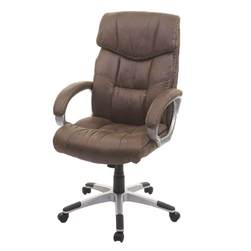 Décoshop26 - Fauteuil chaise de bureau sur roulettes avec accoudoirs pivotant tissu aspect daim gris foncé 04_0001807 - gris 3000145832693_0
