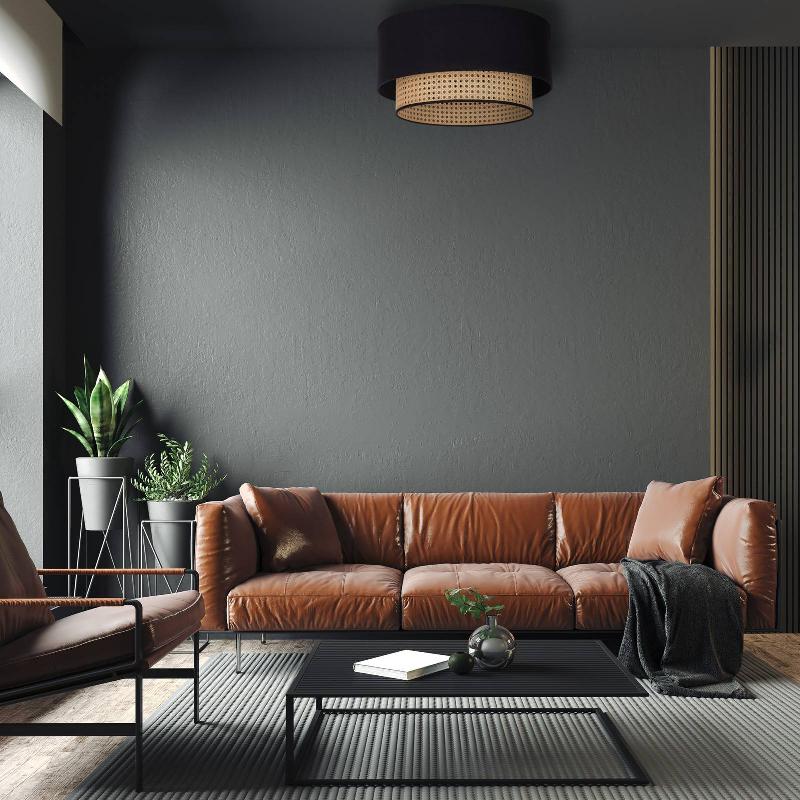 DUOLLA PLAFONNIER BIG BOHO, ROTIN, NOIR/BEIGE