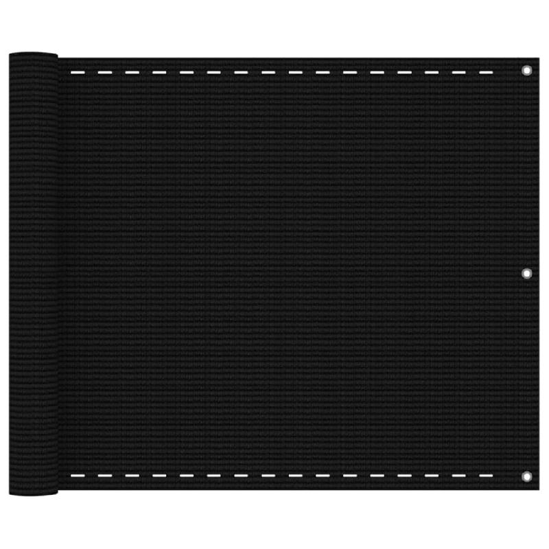 Écran de balcon brise-vue - Protection intimité 75 x 400 cm - PEHD noir - Résistant moisissure et UV_0
