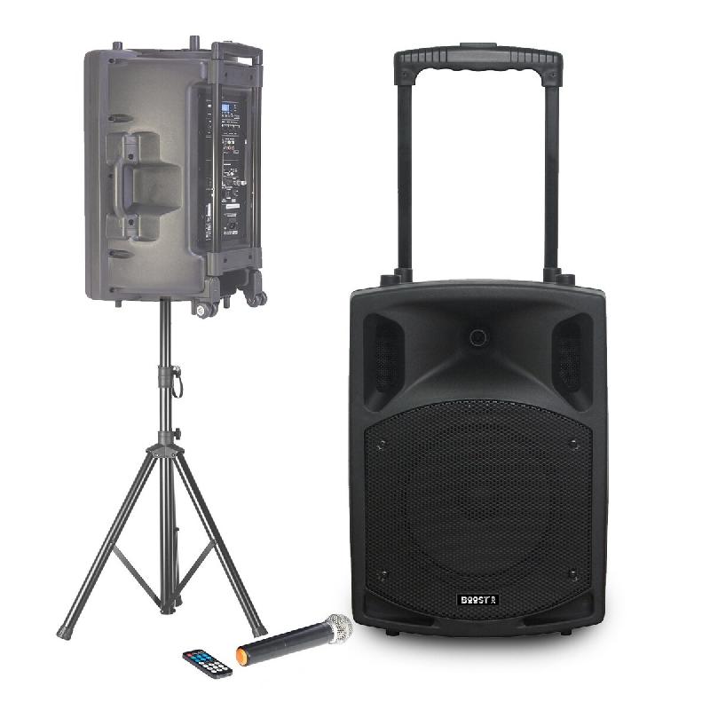 Enceinte active sono dj boost150vhf-bt portable autonome - 800w -1 5/38cm avec usb-mp3, rec, vox, bluetooth, 1 micro vhf, pied - 3666638042026_0